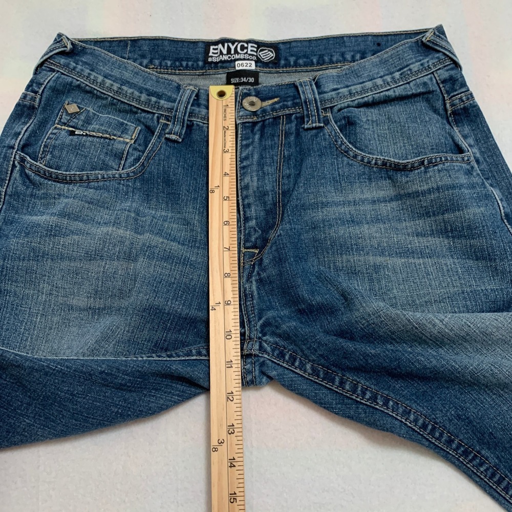 ENYCE Jeans Men Embroidered Blue Denim Straight Leg Y2K Casual 34x29 (Tag 34x30) - Picture 11 of 13